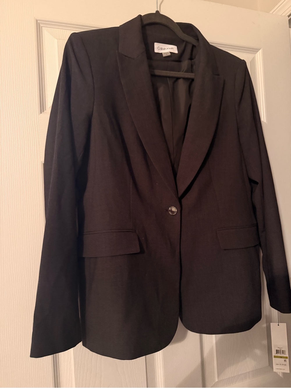 Calvin Klein NWT One Button Blazer Charcoal Gray Size 14 | $129 MSRP